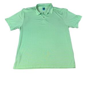 Protour Coolplay Green and White Striped Golf Shirt, Xl